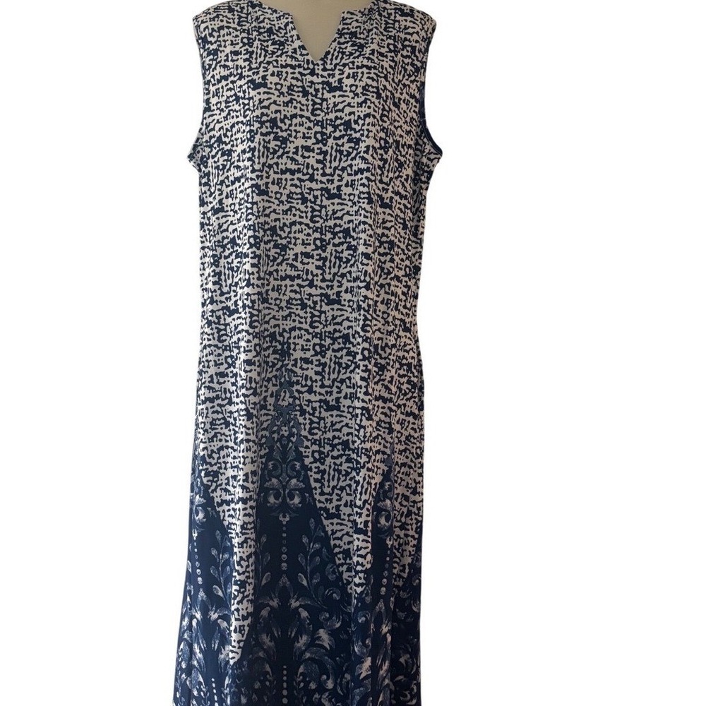 Midi Dress Women XXL Blue White New without tag Abstract Damask Print chic!!